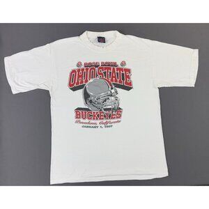 Vintage 1997 Ohio State Buckeyes Rose Bowl Pasadena California White T USA Made